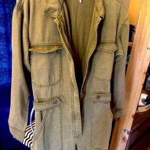 Free People Army Green One Piece long sleeve zip up